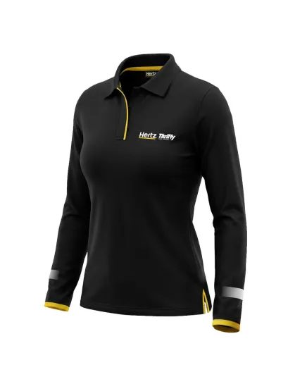 Polo manches longues Thrifty - Noir - Femme