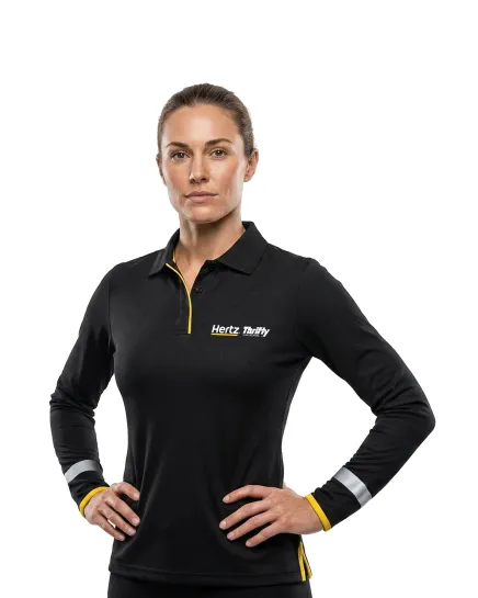Polo manches longues Thrifty - Noir - Femme