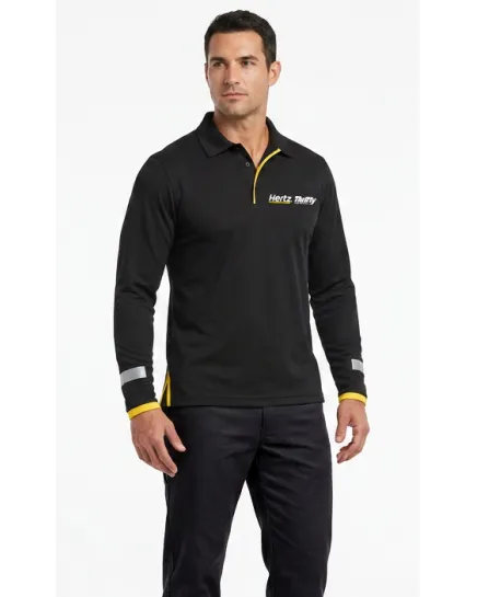 Polo manches longues Thrifty - Noir - Homme
